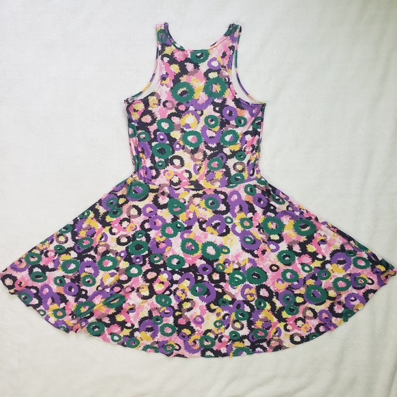 Guilty, Floral Fireworks Colourful Ombre 90s Skater Dress, Medium, Multicoloured - Picture 3 of 14